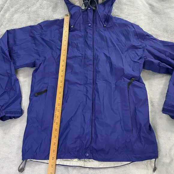 LL Bean Hooded Zip Up Rain Jacket Womens Size Small Goretex Windbreaker Stowaway - Picture 7 of 15
